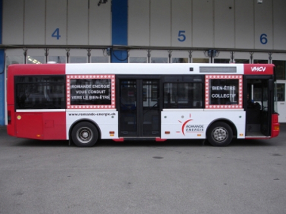 Image SGA TRAFFIC - R&eacute;alisation int&eacute;grale pour la Romande Energie sur un bus VMCV Clarens / Vaud